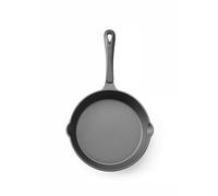 HENDI Sartén de hierro fundido, con 2 picos vertedores, sartén de freír asar grill barbecue, apto para horno, cocina de gas, inducción, eléctrica, vitrocerámica, mango: 150mm, ø200x(H) 40mm