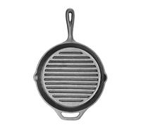 HENDI Sartén parrilla de hierro fundido acanalada, con 2 picos de vertido, apta para horno, gas, inducción, eléctrica y vitrocerámica, 398x265x(H)48mm