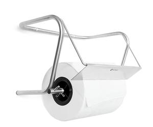 HENDI Soporte dispensador de papel secamanos de pared, portarollos con barra dentada frontal y kit de montaje, para bobinas de hasta 29,7cm de ancho, 395x290x(H)260mm, acero inoxidable