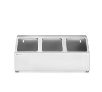 HENDI Soporte para Recipientes Gastronorm, Organizador de Cocina con 3 Compartimentos (3x GN 1/6), Antideslizante y Montaje en Pared, 512x245x(H)215mm, Acero Inoxidable