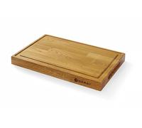 HENDI Tabla de Servir de Madera de Roble Encolada, Doble Cara, con Canalón y Asas Integradas, para Presentación o Cortes de Carne, Tapas, Tabla de Cocina, 420x280x(H)40mm