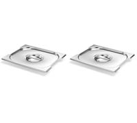 HENDI Tapa Gastronorm GN 1/2, Budget Line, para contenedores con asas retráctiles, con tirador central y recortes laterales, resistencia térmica -40 °C a 250 °C, 325x265mm, acero inoxidable