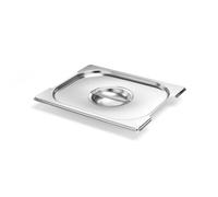 HENDI Tapa Gastronorm GN 1/2, Budget Line, para contenedores con asas retráctiles, con tirador central y recortes laterales, resistencia térmica -40 °C a 250 °C, 325x265mm, acero inoxidable