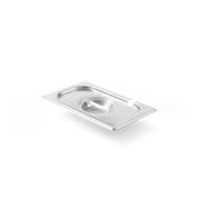 HENDI Tapa Gastronorm GN 1/4 con rebaje para cucharón, Kitchen Line, resistencia térmica -40 °C a 250 °C, 265x162mm, grosor 0,7mm, acero inoxidable