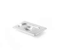 HENDI Tapa Gastronorm GN 1/9 con rebaje para cucharón, Kitchen Line, resistencia térmica -40 °C a 250 °C, 176x108mm, grosor 0,7mm, acero inoxidable