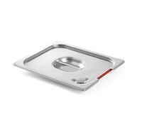 HENDI Tapa hermética GN 1/2 con junta de silicona para contenedor con asas retráctiles, con recortes laterales, apilable, resistente -40° a 230°C, 265x325mm, acero inoxidable