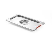 HENDI Tapa hermética GN 1/3 con junta de silicona para contenedor con asas retráctiles, con recortes laterales, apilable, resistente -40° a 230°C, 325x176mm, acero inoxidable