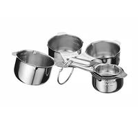 HENDI Tazas medidoras, juego de 7 piezas: 30-240mL, apilables, marca de capacidad grabada, cucharas medidoras, medidores, dosificadores, 140x85x(H)52mm, acero inoxidable
