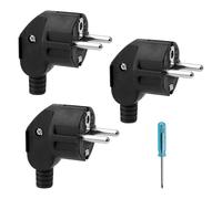 HENGBIRD 3 piezas Enchufe Schuko 250 V 16 A Clavija Enchufe Macho Enchufe Macho en ángulo Enchufe de Tierra Enchufe de Contacto Protector Enchufe Schuko para Exteriores IP20