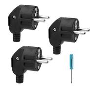 HENGBIRD 3 piezas Enchufe Schuko 250 V 16 A Clavija Enchufe Macho Enchufe Macho en ángulo Enchufe de Tierra Enchufe de Contacto Protector Enchufe Schuko para Exteriores IP20