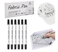 HENGBIRD Juego de 6 Rotulador Textil Permanente, 1-5mm Rotuladores Doble Punta No Tóxicos y Lavable Marcadores para DIY Pintura Tela Ropa Zapatos Sombrero Bolsa de Lona Camisetas (Negro)