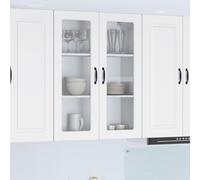 HengCaDa Armario de pared de cristal Porto blanco 80 x 31 x 100 cm de madera moderno armario de cocina con 2 puertas, 3 estantes, ideal para almacenamiento, vajilla, buffet, multiusos, duradero