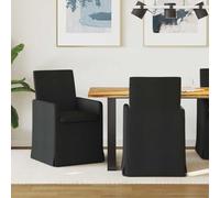 HengCaDa Juego de 2 sillas de comedor, color negro, 57 x 67 x 95 cm, tela tapizada con reposabrazos, ergonómica, con ruedas, para cocina, comedor, salón, decoración moderna y escandinava