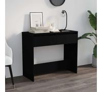 HengCaDa Mesa consola negra 89 x 41 x 76,5 cm de material de madera con dos cajones, ideal para pasillo, salón, dormitorio y oficina, ahorra espacio, moderna, versátil, duradera, decoración