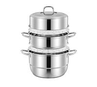 Hengqiyuan 3 Niveles Vaporera De Acero Inoxidable Vaporera De Induccióncon 32cm con Tapa Alta Capacidad Apilable Mango De Enfriamiento Ahorro De Energía Apto para Todo Tipo De Cocinas