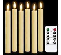 Hengrongshen 6 Piezas Velas Led de Palo, 25 CM Velas Led Efecto Llama con Función de Temporizador & Parpadeo, Velas Pilas Led para Decoracion Halloween, Interiores (Pilas No Incluidas)