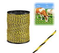 Hengrongshen Red de valla de mimbre de 200 m de diámetro de 3,0 mm, con 9 conductores de acero inoxidable para una gestión fiable de la electricidad, 30 fibras de polietileno, color negro y amarillo