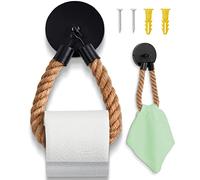 Hennez Portarollos Papel Higiénico Utilizable como Toallero, Fijación con Tornillos - Soporte Papel Higiénico Rollo Papel Industrial Pared - Dispensador Papel Higiénico - Palo Papel Higiénico