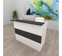 Henor Mostrador Ebro - 120 x 60/75 x 110 cm. Madera con Mesa Interior. Ideal para Recepción Atención Oficina Espacios Comerciales. Blanco y Grafito.