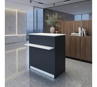 Henor Mostrador EGA Ruedas. 62 x 50/65 x 102 cm. 4 Ruedas con Giro y Freno MAX. 135kg. Ideal Oficina. Comercio. Clínica. Grafito con Blanco.