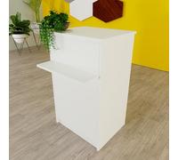 Henor Mostrador EGA Ruedas. 62 x 50/65 x 102 cm. 4 Ruedas con Giro y Freno MAX. 135kg. Ideal Oficina. Comercio. Clínica. Blanco.