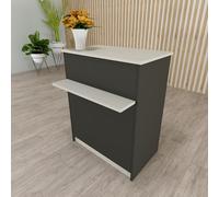 Henor Mostrador EGA Ruedas. 82 x 50/65 x 102 cm. 4 Ruedas con Giro y Freno MAX. 135kg. Ideal Oficina. Comercio. Clínica. Grafito con Roble Stel.