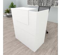 Henor Mostrador Oja. 80 x 50 x 107 cm. con Mesa Interior. Ideal para Recepción Atención Oficina Comercio Negocio Local Comercial. Blanco.