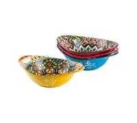 Henten Home Cuencos de cereales al estilo bohemio, cuencos para ensalada | Sopa | Pasta - 4pcs colorido juego de tazón de servir, tazón de cerámica muesli ensaladera 560ml