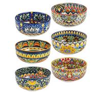 Henten Home Cuencos de Porcelana, 830ml Platos para Ensalada, Juego de Ensaladera Grande, Tazón de Frutas, Apto para Lavavajillas e Microondas, Estilo bohemio