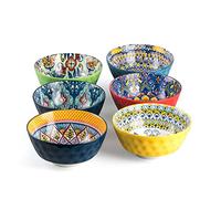 HENXFEN LEAD cuencos de postre, sopera 750ml, ensaladera de porcelana cuenco de cerámica para helado, arroz, postre, etc. Colorido, pack de 6 - Estilo Bohemio
