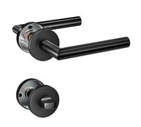 HENYIN 1 paquete de manija de palanca de puerta de acero inoxidable perilla de baño, manija de cerradura de puerta de embutir, color negro (SO2-103BK-B)