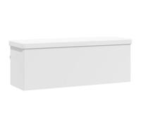 Heofavd Banco con espacio de almacenamiento plegable de 110 cm, banco acolchado blanco de PVC, cofre plegable acolchado, baúl y zapatero para pasillo, salón y dormitorio