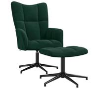 Heofavd Sillón de relax con taburete, color verde oscuro, terciopelo, giratorio 360°, juego de sillones