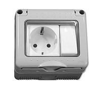 Hepoluz 05635 - Base luz schuko + inter. estanca serie 34