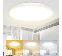 hepside Plafon LED Techo Cocina 18W 1980LM, 22cm 3 colores 3000/4000/6500K Lampara Techo LED,IP44 Impermeable Luz,Ultra Delgado Downlight para Salon,Dormitorio,Habitacion,Pasillo,Baño