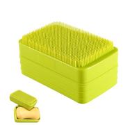 HERCHR Espuma JabóN Contenedor con Brocha, 2 en 1 Cepillo Jabonera Autodrenante, Jabonera Multifuncional para Ducha, Cepillo Exfoliante Corporal Contenedor De Plástico con Tapa