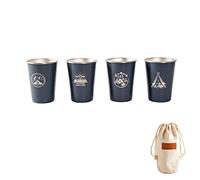HERCHR Juego de 4 vasos de whisky, vaso aislado de acero inoxidable, vaso de cerveza apilable, vaso pequeño de metal, vaso de doble pared aislado al vacío, vasos para beber para niños y adultos(Azul)