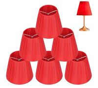 HERCHR Juego De 6 Pantalla Lampara, Rojo Pantallas para Lamparas De Pie Pantalla De Tela De Barril Pantalla Lampara Mesa Pantallas De Lámpara De Araña con Clip Moderna Pantalla De Lámpara Pequeña