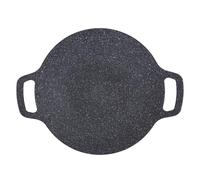 HERCHR Sartén antiadherente para barbacoa coreana, plancha redonda para barbacoa, plancha redonda de aluminio fundido a presión, bandeja para freír con revestimiento (38cm)
