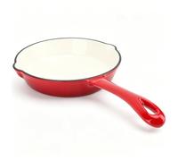 HERCHR Sartén de hierro fundido esmaltado, sartén redonda de 16/20/25 cm con asa y cubierta de asa, utensilios de cocina antiadherentes para dorar, asar y freír (16cm)