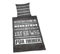 Herding cama Young Collektion Sprüche, respectivamente, Negro/Blanco, algodón, gris, 200x135x2 cm