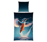 Herding Juego de Cama con diseño de martín Pescador Young Collection, Funda de Almohada de 80 x 80 cm, Reversible, Funda nórdica de 135 x 200 cm, con Cremallera, 100% algodón Reforzado