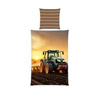 Herding Juego de Ropa de Cama con diseño de Tractor Young Collection, Funda de Almohada de 80 x 80 cm, Funda nórdica de 135 x 200 cm, con Cremallera de Marca, 100% algodón Reforzado