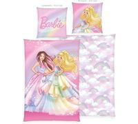 Herding, Ropa de Cama Barbie, Funda de Almohada Aprox. 80 x 80 cm, Funda nórdica de 135 x 200 cm, con Cremallera y diseño Reversible, 100% algodón/Renforcé