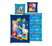 Herding, Sonic - Juego de Cama (Funda de Almohada de 80 x 80 cm Aprox., Funda nórdica de 135 x 200 cm, con Cremallera y diseño Reversible, 100% algodón/Renforcé