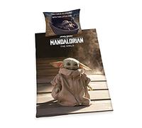 Herding Star Wars The Mandalorian - Juego de Ropa de Cama de 65 x 100 cm, Funda de edredón de 160 x 210 cm, Cierre fácil, 100% algodón/Renforcé