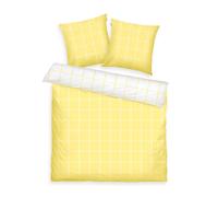 Herding TOM Tailor Bettwäsche Large Check Light Lemon & Crisp White, 2 * 80x80 cm + 200x220 cm, 100% Baumwolle/Renforce, mit Wendemotiv und farbigem Markenreißverschluss