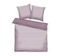 Herding Tom Tailor Bettwäsche Medium Stripes Cozy Mauve & Crisp White, 2 x 80 x 80 cm + 200 x 220 cm, 100% Baumwolle/Renforce, mit Wendemotiv und farbigem Markenreißverschluss