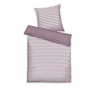 Herding Tom Tailor Bettwäsche Medium Stripes Cozy Mauve & Crisp White, 80 x 80 cm + 155 x 220 cm, 100% Baumwolle/Renforce, mit Wendemotiv und farbigem Markenreißverschluss
