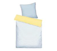 Herding TOM Tailor Bettwäsche Stripes with a Kick Sky Blue & Light Lemon, 80x80 cm + 155x220 cm, 100% Baumwolle/Perkal, mit Wendemotiv, Farbiger Paspel Am Kissen und Markenreißverschluss